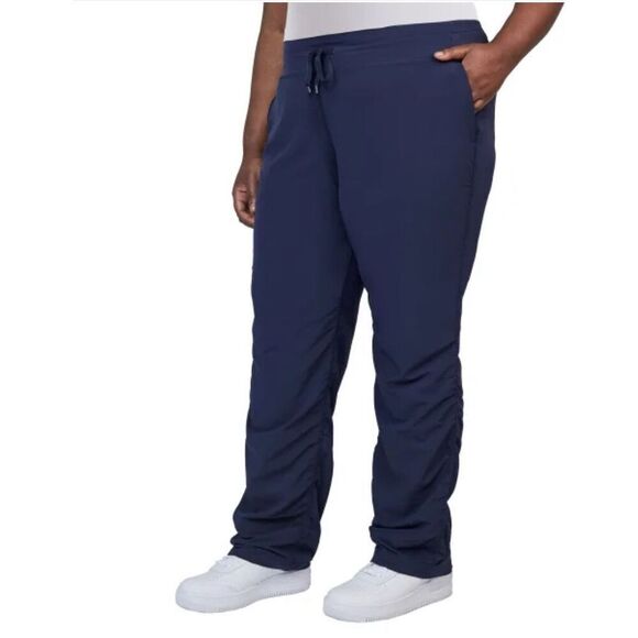 KIRKLAND SIGNATURE Women’s Active Pants 3X Blue Side Ruching Stretch Pockets NWT - Picture 2 of 10